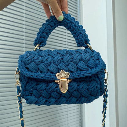 Women Handbag Chains Woven Shoulder Crossbody Bags Women Flap Lady Purses