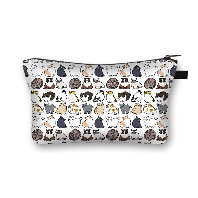 Cute Cat Print Cosmetic Case Makeup Bags Cosmetic Bags Travel Storage Organizers