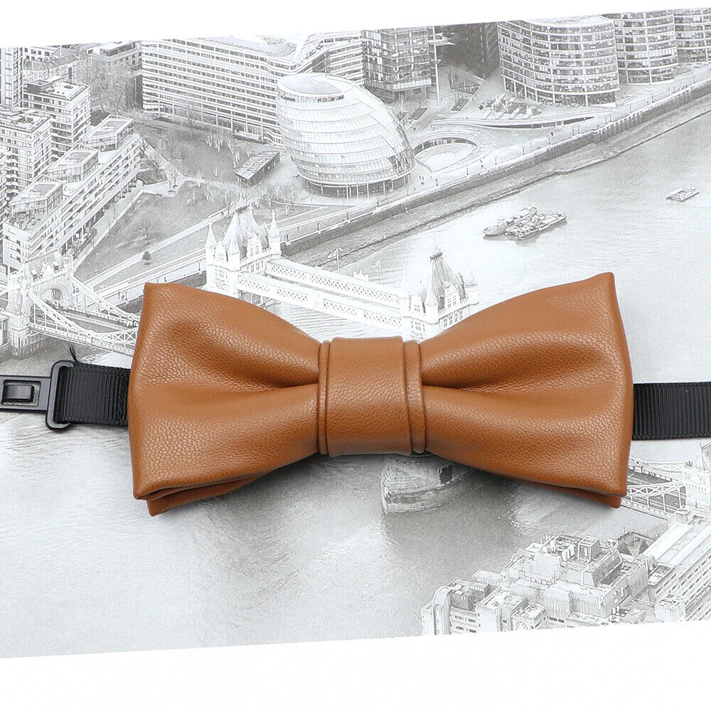 Men Bow Tie PU Leather Patchwork Female Necktie Adult Cravate Wedding Party Wear