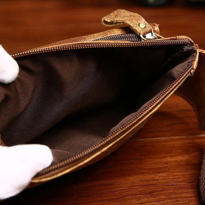 Genuine Leather Waist Packs Vintage Fanny Pack Money Belt Bag Phone Pouch Men