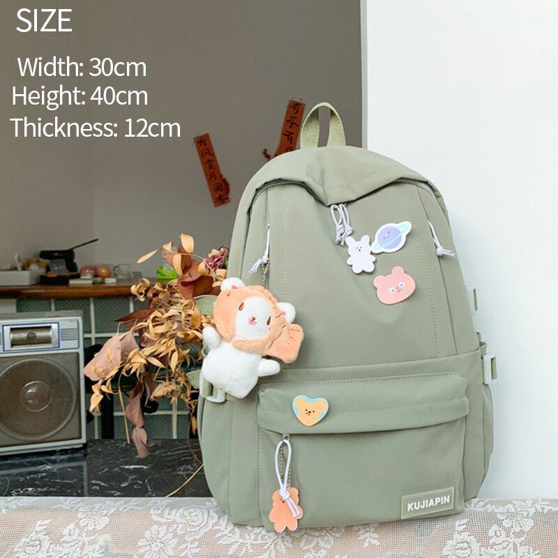 Backpack Women Cartoon Bag Summer Small Canvas Shoulder Bag Traveling Rucksack