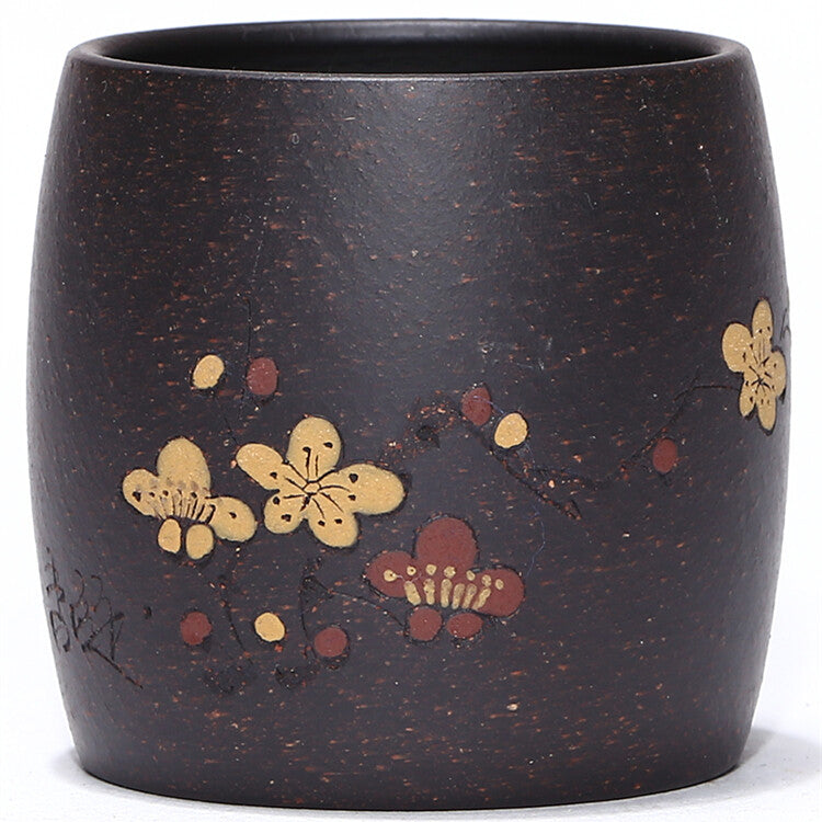 One Tea Cup Marked Floral Carved Handmade Authentic Yixing Zisha Kungfu Cup Tea