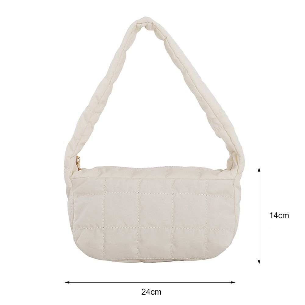 Lattice Pattern Shoulder Bag Cotton Handbag Large Capacity Purse Feather Padded