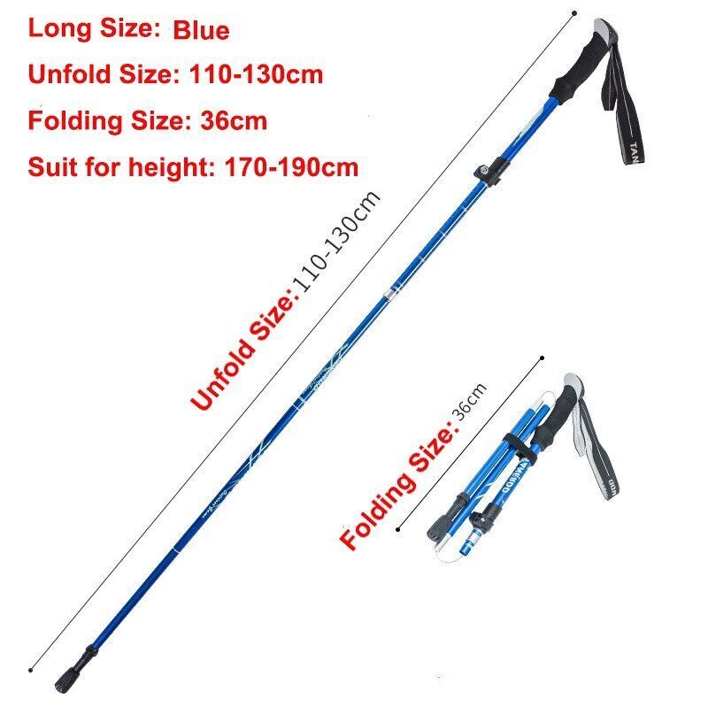 5-Section Folding Trekking Poles Nordic Walking Stick Hiking Telescopic Cane 1PC