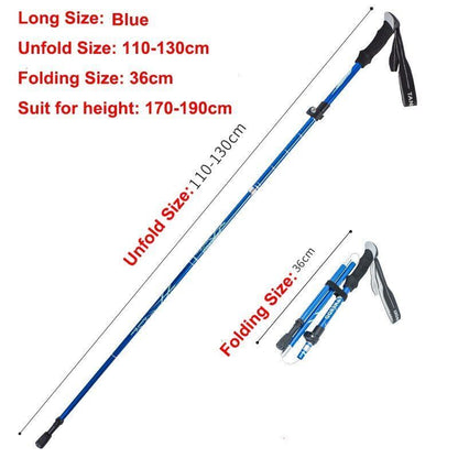 5-Section Folding Trekking Poles Nordic Walking Stick Hiking Telescopic Cane 1PC