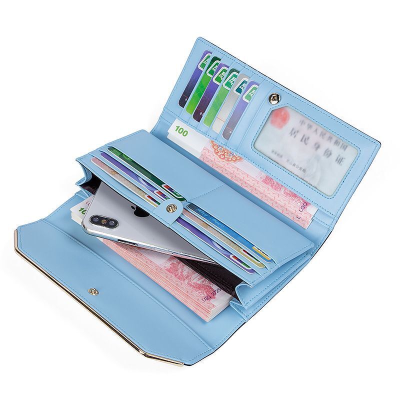 Genuine Leather Wallets Long Card Holder Wallet Hasp Coin Purse Thin Clutch Bag