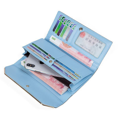 Genuine Leather Wallets Long Card Holder Wallet Hasp Coin Purse Thin Clutch Bag