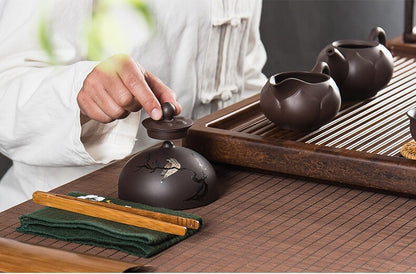 True Yixing Zisha Complete Teaset Tea Pot Matching Gaiwan Cup Lid Holder Pitcher
