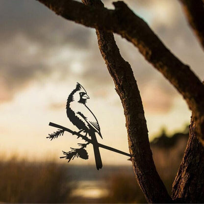 Metal Statue Rustic Hanging Decoration Sign Outdoor Bird Tree Yard Metal Art