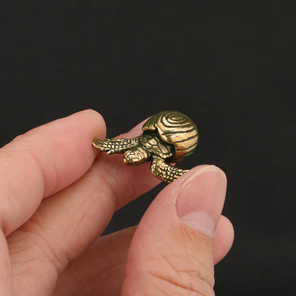 Brass Turtle Retro Style Cute Little Turtle Crafts Tea Pet Table Ornament