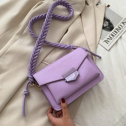 Shoulder Bag Weave Strap Crossbody Flap Messenger Purse Handbag Leather Pouch