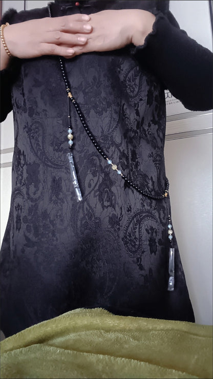 New Chinese Hanfu Crossbody Chain Long Tassel Liuli Beaded Necklace Ethnic Style