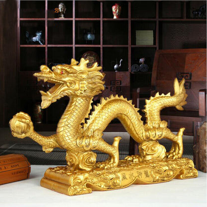 Feng Shui Chinese Loong Resin Figurine Statue for Luck & Success Gifts Dragon