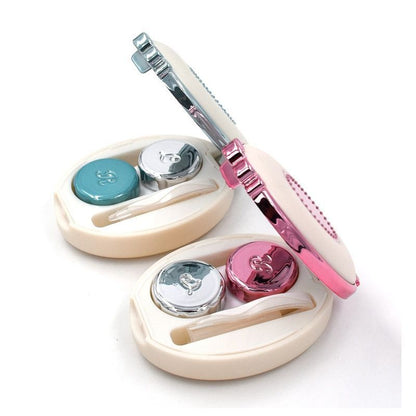 Contact Lens Case Classic Round Portable Storage Box 8x5.5x2.5cm Acrylic Plastic