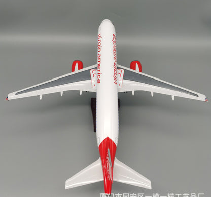 1:80 47CM Virgin America AIRBUS A320neo Plane Landing Gear Resin Aircraft Model