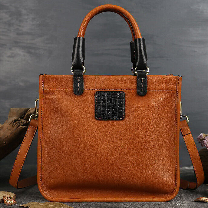 Womens 100% Genuine Leather Retro Handbag Cowhide Leather Crossbody Shoulder Bag
