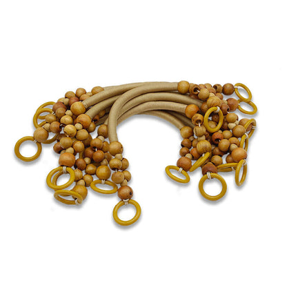Retro Nylon Rope Wooden Beaded Handbag Handle DIY Purse Clutch Bag Accessories