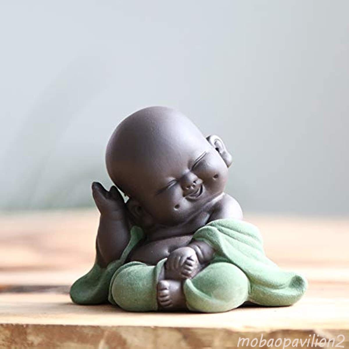 Ceramic Little Cute Buddha Statue Monk Figurine Creative Baby Crafts