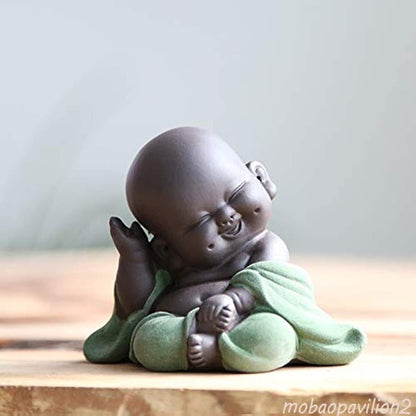 Ceramic Little Cute Buddha Statue Monk Figurine Creative Baby Crafts