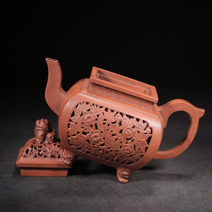 Chinese Yixing Zisha Clay Handmade Exquisite Teapot（四方狮尊 底款：大清乾隆年制）