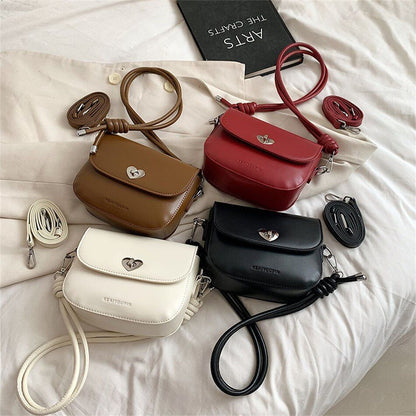 Fashion Heart-shaped Lock Women Small Side Shoulder Bag Crossbody Purse Handbags