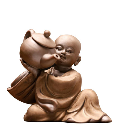Chinese Style Little Monk Purple Sands Tea Pet 9cm Tea Tray Tea Ceremony