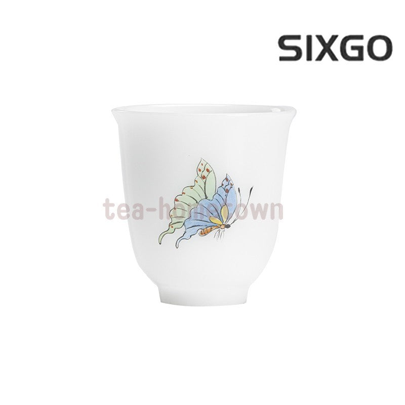 Ice Jade Porcelain Tea Cup Small Cup Hand-painted Butterfly Cup White Porcelain