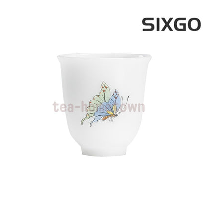 Ice Jade Porcelain Tea Cup Small Cup Hand-painted Butterfly Cup White Porcelain