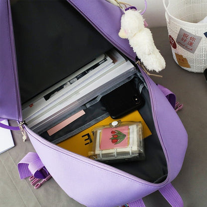 4 Pcs Women Nylon Backpack High Capacity Unisex Waterproof Laptop Bag 32*46*15CM