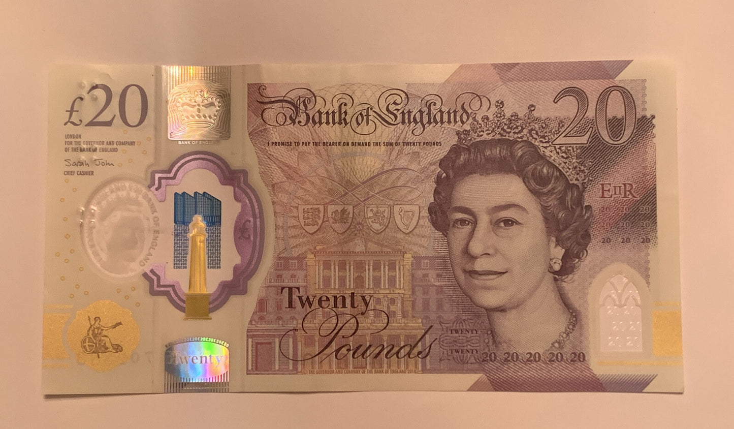 Great Britain Bank of England 20 Pound REAL Note United Kingdom Queen Elizabeth