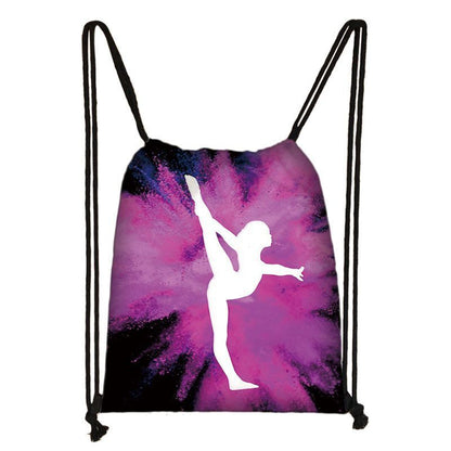 Watercolor Art Print Backpack Drawstring Bag Daypack Gymnast Storage Bag Travel