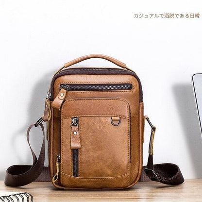 100% Genuine Leather Men's Crossbody Bag Shoulder Bag Messenger Bag Classic