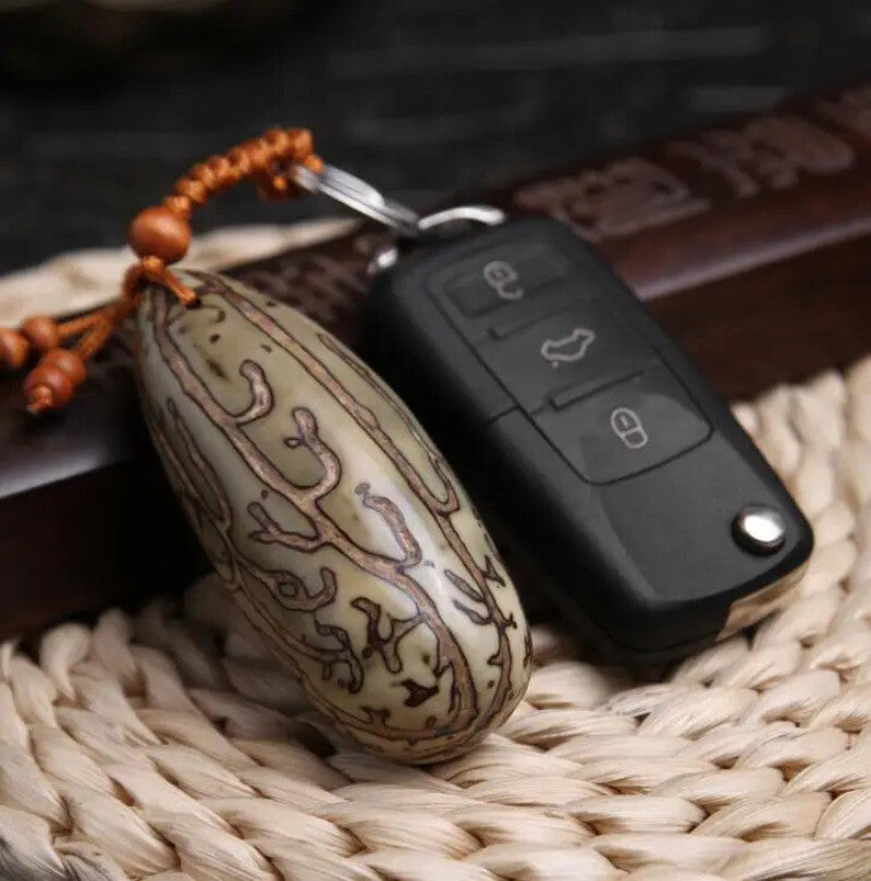 Chinese Carved Buddhism Thousand Eyes Bodhi Exquisite Car Key Chain Pendant