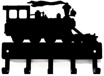 Steam Train Key Rack Hanger - 6 inch Wide/9 inch Wide Metal Wall Art
