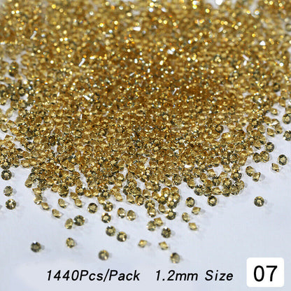 1440pc/bag Crystal AB Gold 3D Flat Back Crystal Nail Art Rhinestones Decoration