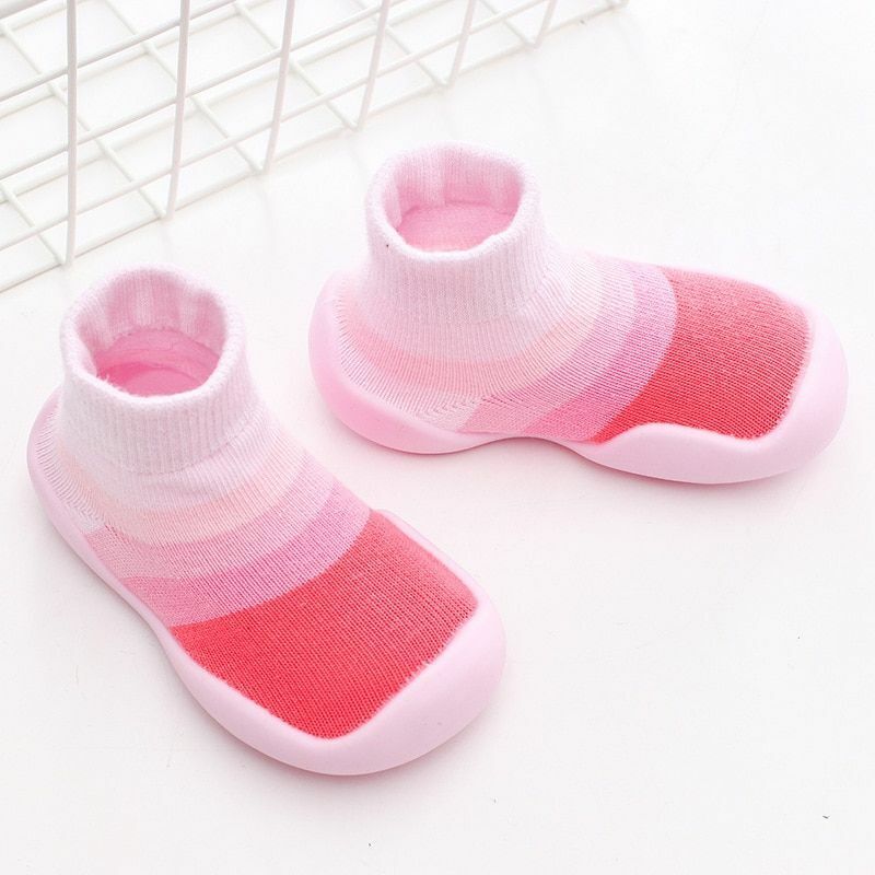 Unisex Baby Shoes First Walkers Toddler Girl Soft Rubber Knit Booties Anti-slip