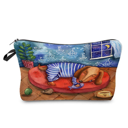 Cute Printed Cosmetic Bags Travel Storage Pouch Reusable Makeup Purse Polyester