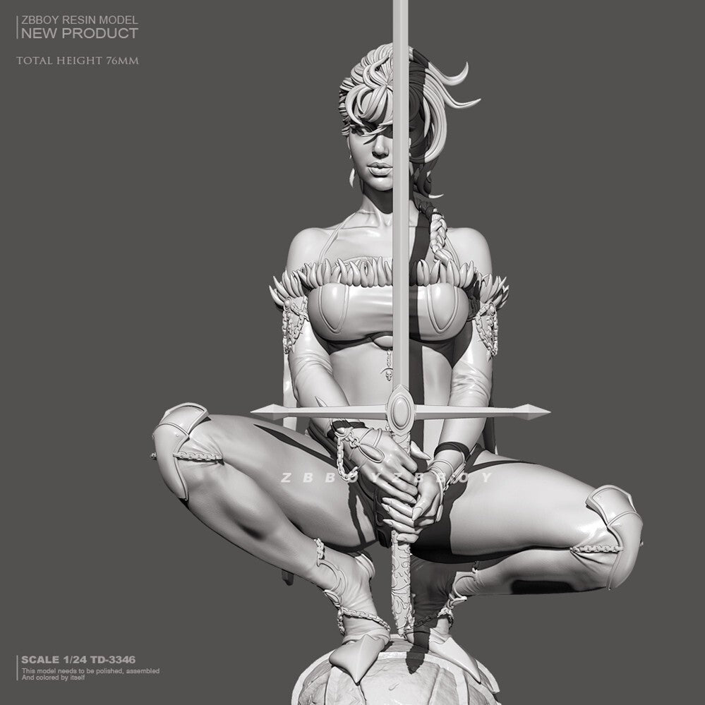 1/24 resin figure model Cross swordswoman Warrior Unassembled Unpainted