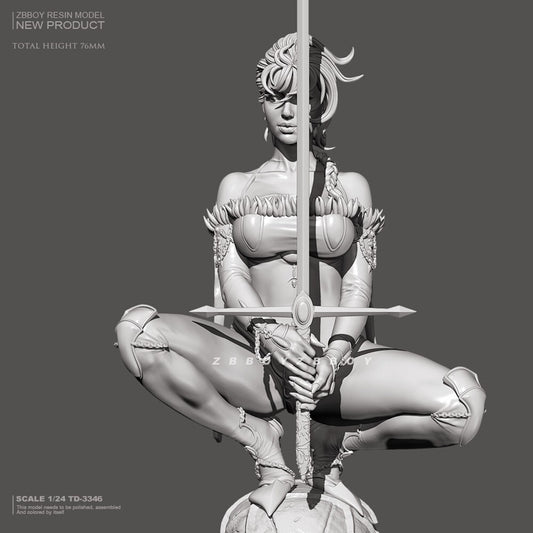 1/24 resin figure model Cross swordswoman Warrior Unassembled Unpainted