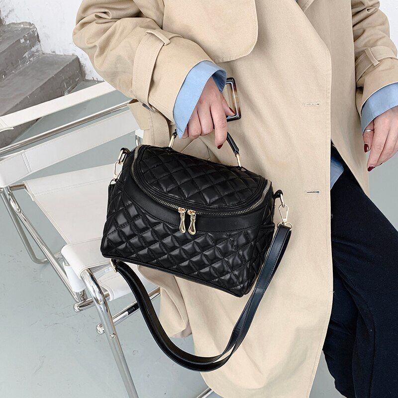 Fashion Crossbody Bags Women Soft Leather Handbag Casual Bucket Bag Purse Zipper
