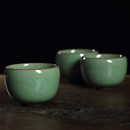 One Tea Cup Crackle Glaze Porcelain Cup Marked Longquan Celadon Cup Of Tea 85ml