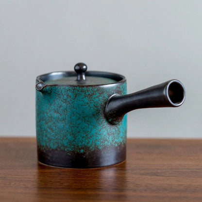 Green Ceramic Kyusu Teapot Pottery Tea Pot 175ml