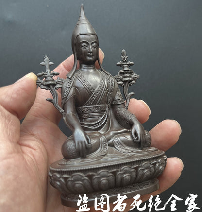 4.8" Brass Tibetan Longchen Rabjampa Statue Longchenpa Buddhism Feng Shui Decors