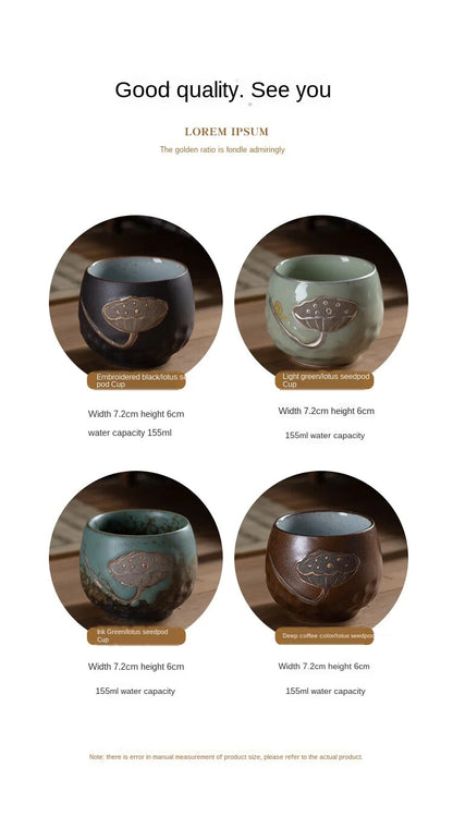 Kung Fu Tea Cup Single Cup Ceramic Master Cup Teacup Handmade Cool Vintage Coars