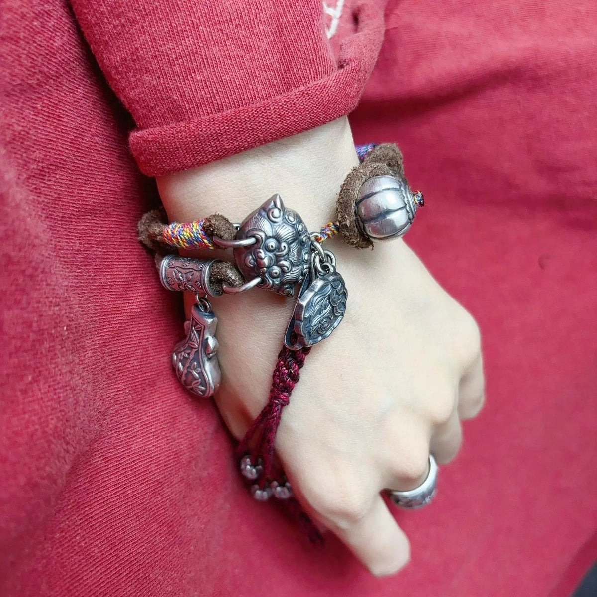 Classic of Mountains and Seas Bracelet Braided Silver Hand Rope Birthday Gift
