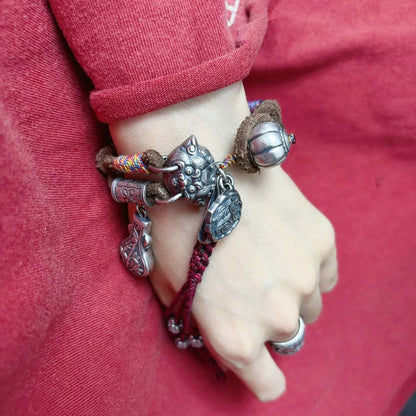 Classic of Mountains and Seas Bracelet Braided Silver Hand Rope Birthday Gift