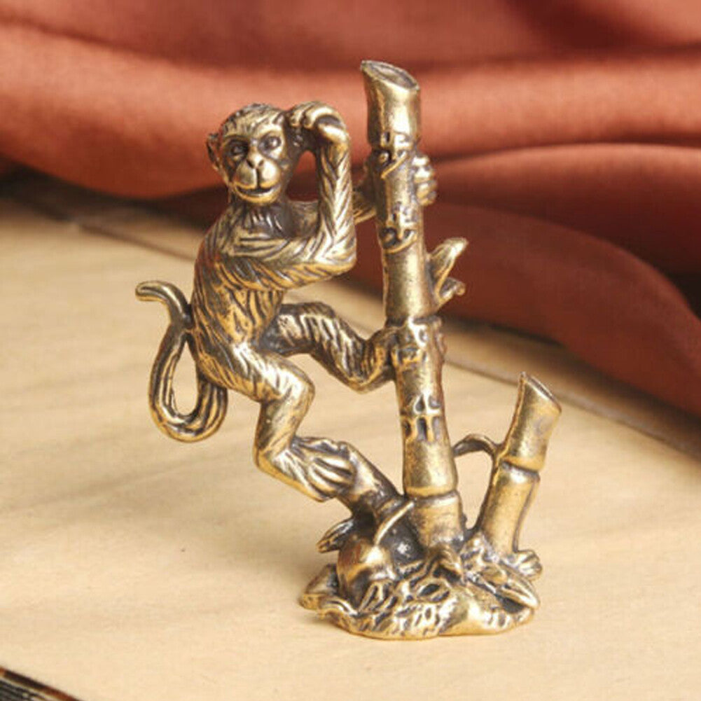 Tabletop Figurine Brass Monkey Animal Statue Small Sculpture Gifts