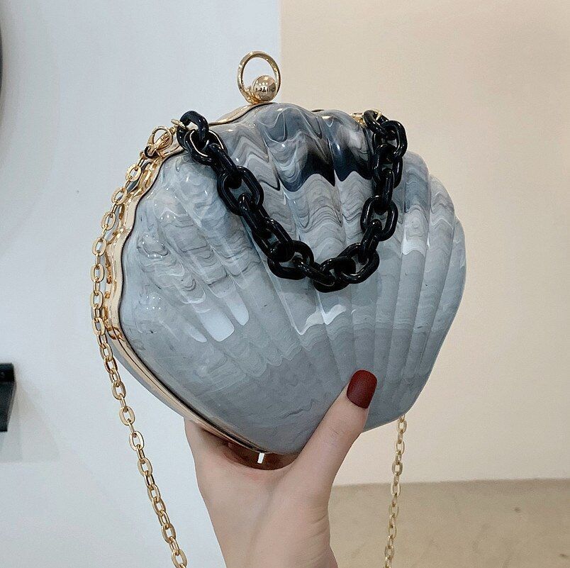 Chain Shell Bag Portable Small Bag Printed Shoulder Messenger Bag 20*6*17 CM 1PC