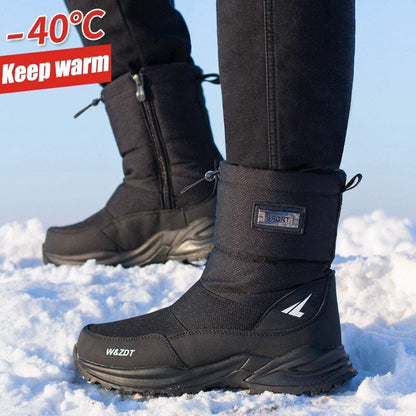 High Boots Man Travel Snow Boots Zipper Non-slip Shoes Men Velvet Shoes Male
