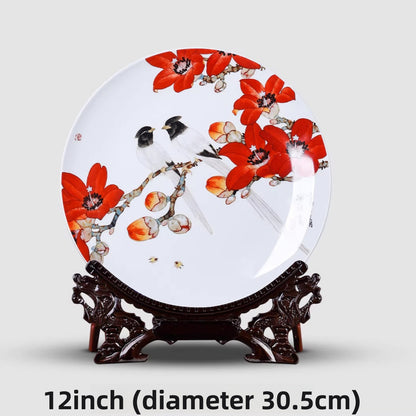 Jingdezhen ceramic decorative plate 30.5 cm 12.0 inches Chinese living room decoration -